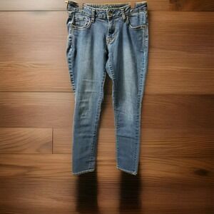 Womens Old Navy Rock Star Low Rise Skinny Jegging Blue Jeans 8 R Medium Wash